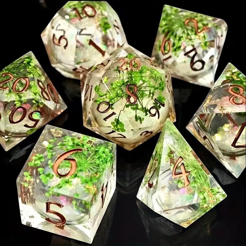 Handmade Resin Core Dnd Dice Set, Sharp Liquid Core Role-Playing Game Accessories, Perfect for Tabletop Games