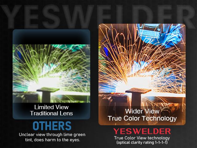 YESWELDER LYG-M800H True Color Auto Darkening Welding Helmet | Large 3.93"x3.66" View, 4 Arc Sensors Welding Mask | Wide Shade 3/5-13 Hood for TIG MIG ARC Grind