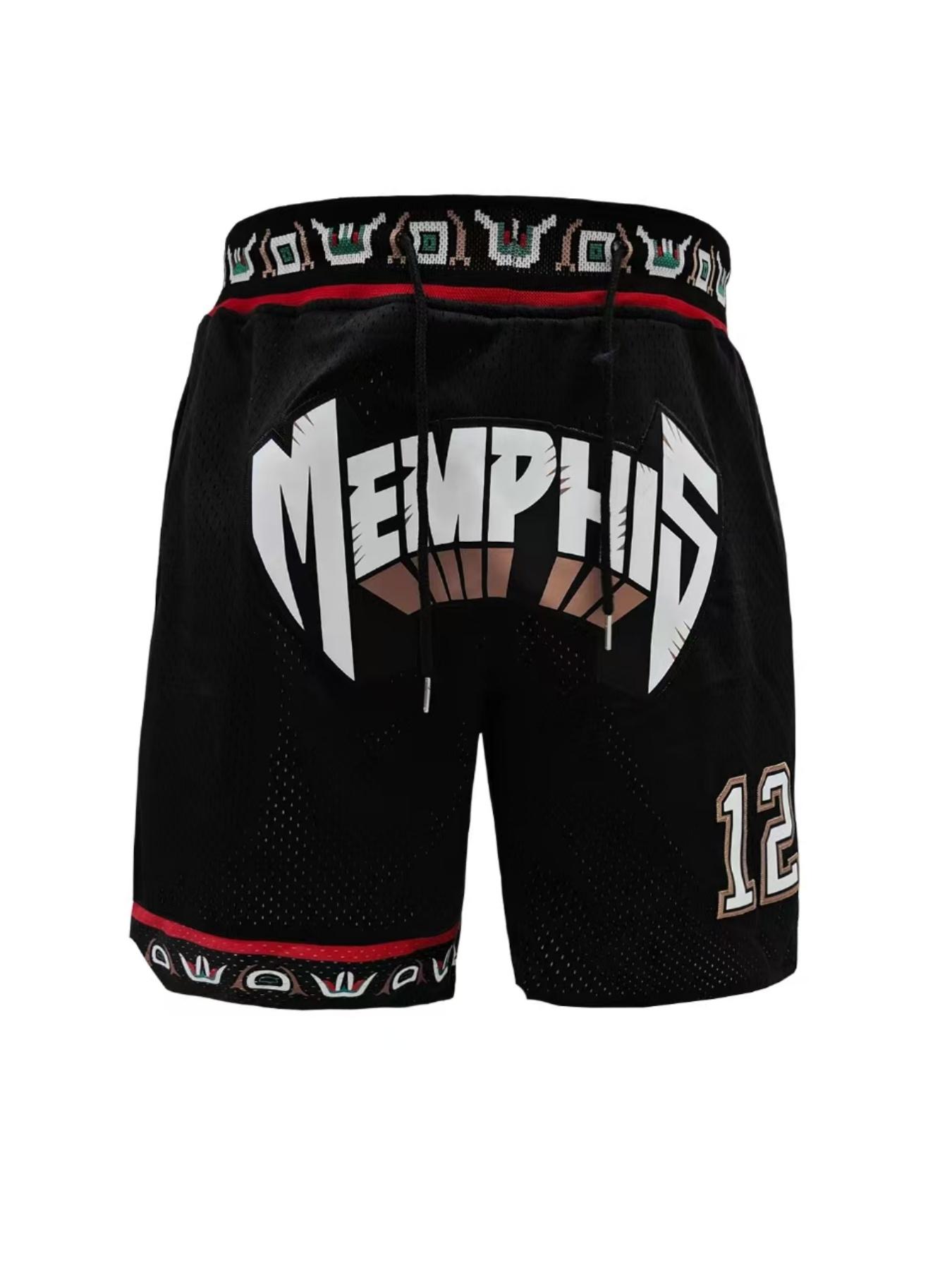 Men's Letter & Number Embroidered Drawstring Waist Basketball Shorts, Casual Quick Drying Breathable Regular Fit Shorts, Summer Outfits, Back To School Shorts, Streetwear Sports Shorts