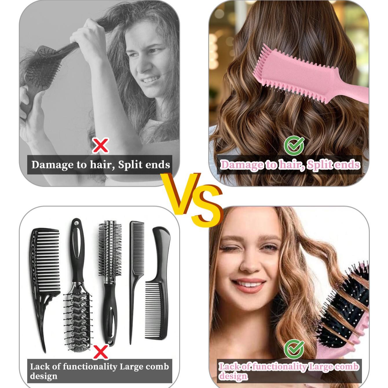 High Crown Volumizing Comb, Three-In-One Air Cushion Hair Massage Comb, Split End Comb, Knot-Free, Lazy Hair Brush, Tiktok Trendy