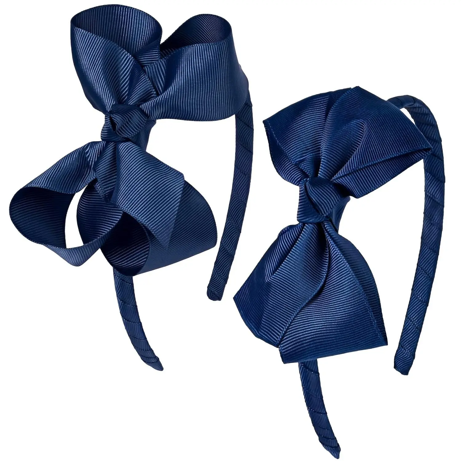 2 Pack 4 Inch Navy Grosgrain Ribbon Bow Headbands Hair Bows Accessories(Gift)