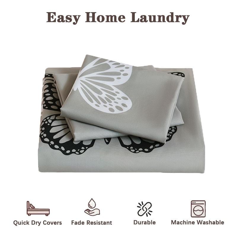 Black & Gray Butterfly Style, 3-Piece Duvet Cover Set, including 1 duvet cover + 2 pillowcases (without inserts). Stylish, elegant, light luxury and natural style, all-season bedding set.