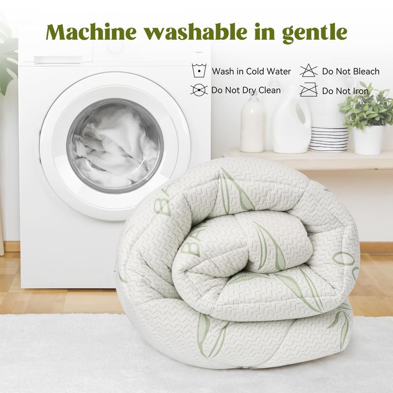 Bamboo Extra Thick Mattress Topper Waterproof Mattress Protector- 1000 GSM Quilted Fitted Extra, Cooling Breathable Pillow Mattress Pad - Deep Pocket Topper Fits 8-21 Inches