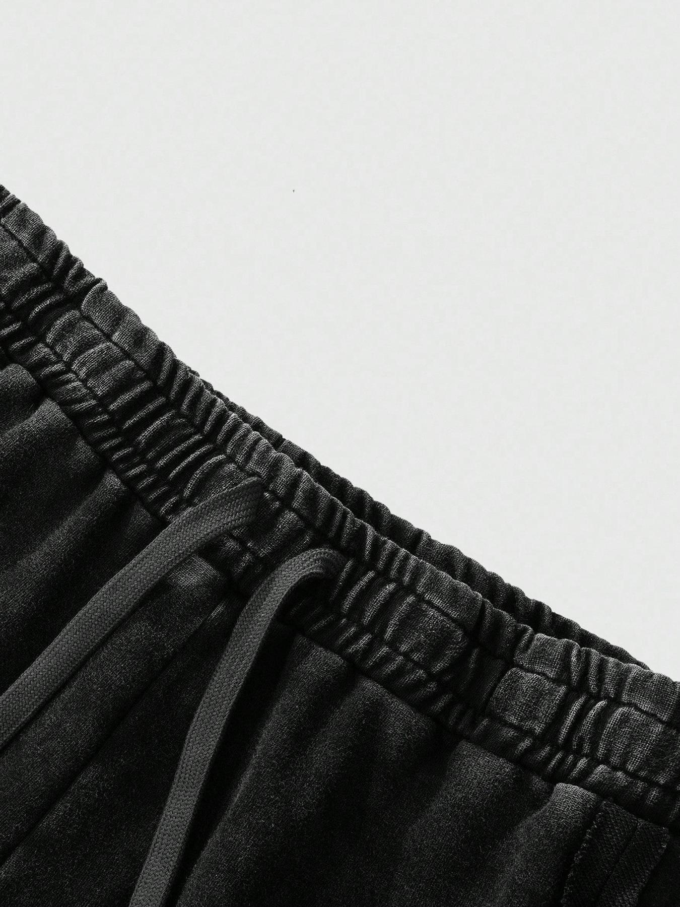 Men's Washed Cotton Straight Leg Long Pants, Cross Print, Casual Fashion, Comfortable Fit, Perfect for Daily Wear, Casual Lounge Pant