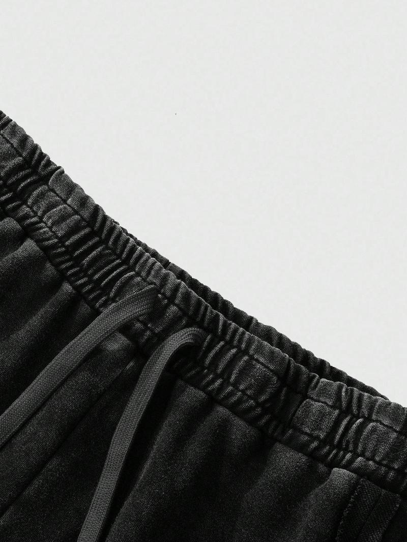 Men's Washed Cotton Straight Leg Long Pants, Cross Print, Casual Fashion, Comfortable Fit, Perfect for Daily Wear, Casual Lounge Pant