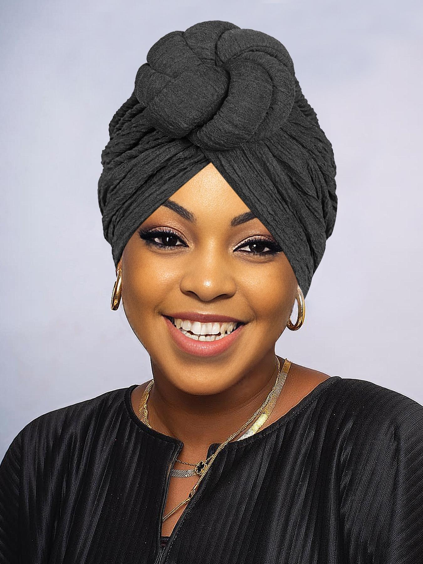 Women's Elegant Solid Color Flower Decor Twists Turban Hat, Casual Trendy Head Wrap, Fashionable Clothes Accessories for Daily Use, Head Scarf, Turban Hijab