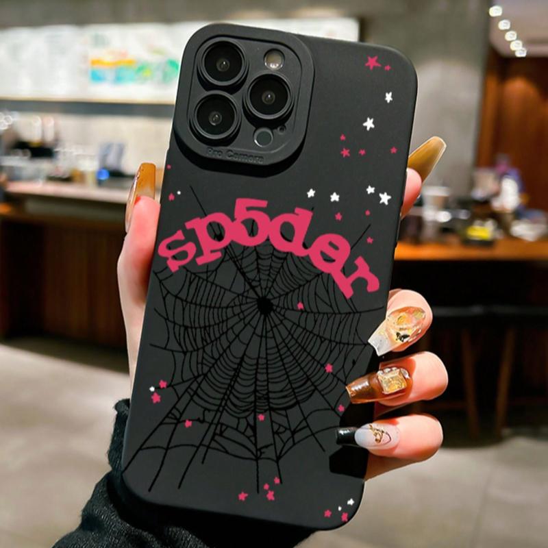 Spider Web Pattern Phone Case for Apple & Galaxy S Series, Anti-Slip Matte Finish, Fits iPhone 17 Pro Max, Samsung S25 Ultra, S24 Plus