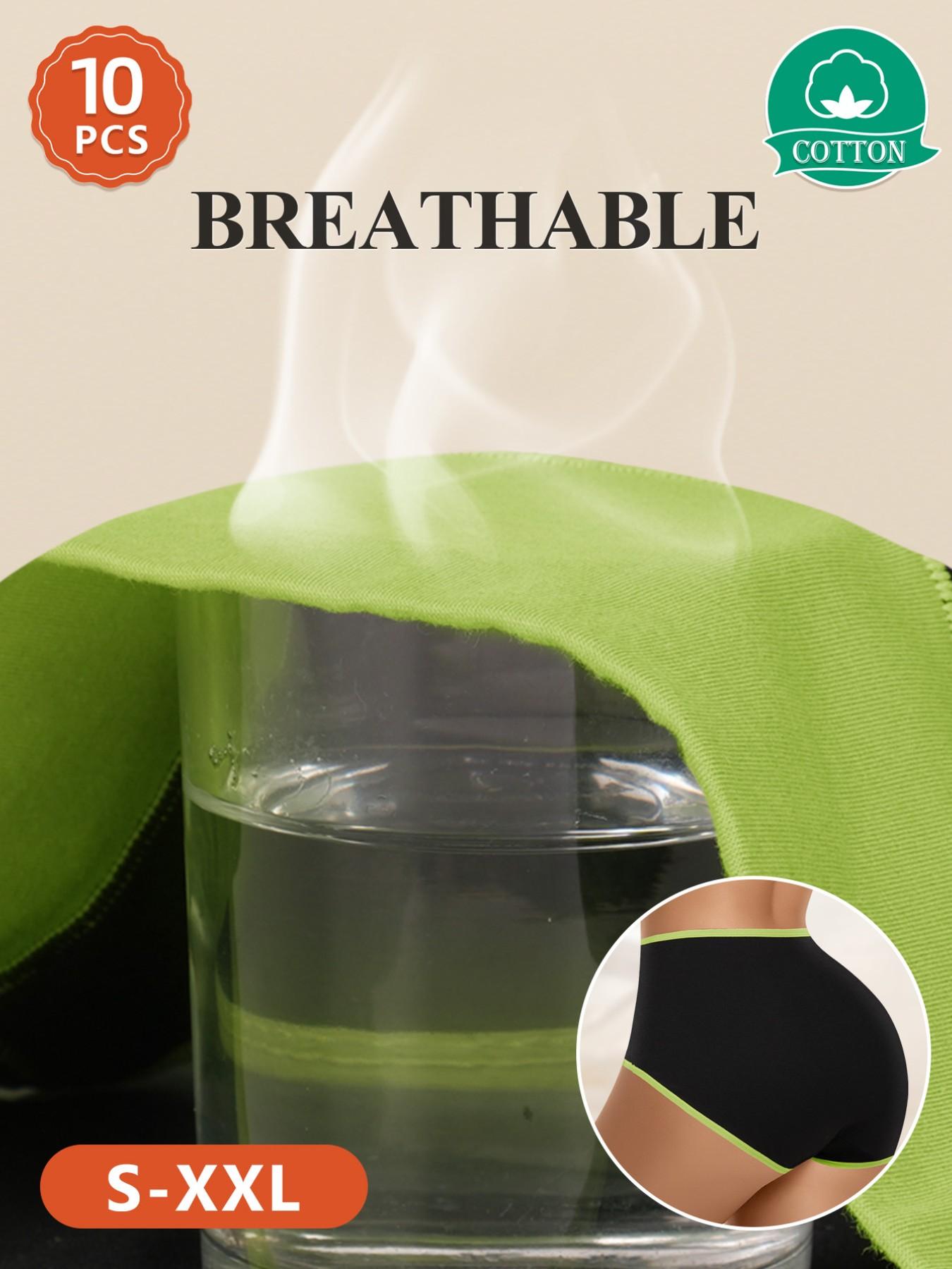 Women's Cotton Colorblock Underwear Set, Soft Breathable High-Waisted Comfort, Fitted Triangle Panties, Sizes S-Xxl, All Seasons