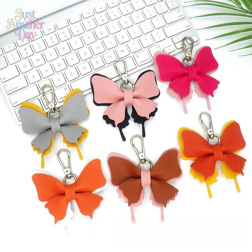 Layered Butterfly PU Leather Bag Charm, Colorful Butterfly Pendant with Detachable Metal Clasp, Cute All-Match Accessory for Handbags, Backpacks & Purses