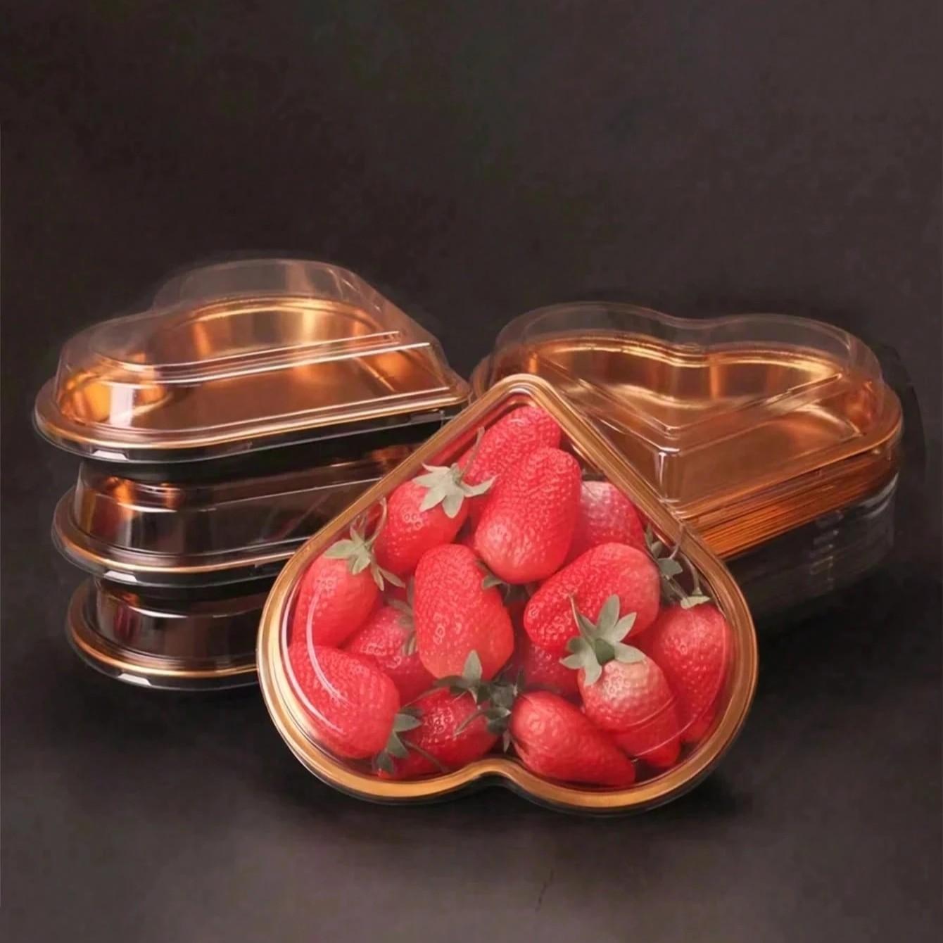 10PCS/5PCS Heart-Shaped Plastic Tray with Lid - Reusable, large-capacity snack container, suitable for fruits, sushi, vegetables, salads, cheese platters, and parties - Perfect gift for Valentine's Day, Mother's Day, Father's Day, and graduation - Elegant