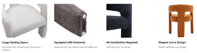 CHAIRUS Fully Assembled Barrel Dining Chair, Modern Sherpa Upholstered Accent Chairs with Arm, Open-back Side Armchair Comfy Makeup Vanity Chairs for Living Room, Kitchen RoomBedroom, Makeup, Small Spaces, Black