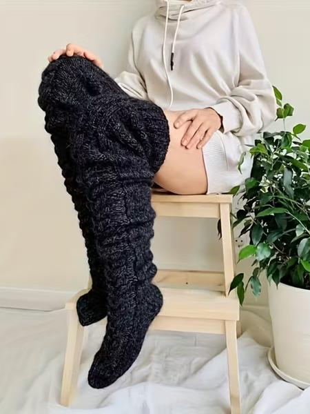 Women's Knitted Thigh-High Socks, Warm & Comfortable Knee High Stockings, Long Winter Socks for Women, Cozy Daily Wear Accessories, Thighhighs Women's Knitted Thigh-High Socks, Warm & Comfortable Knee High Stockings, Long Winter Socks for Women, Cozy Daily Wear Accessories, Thighhighs