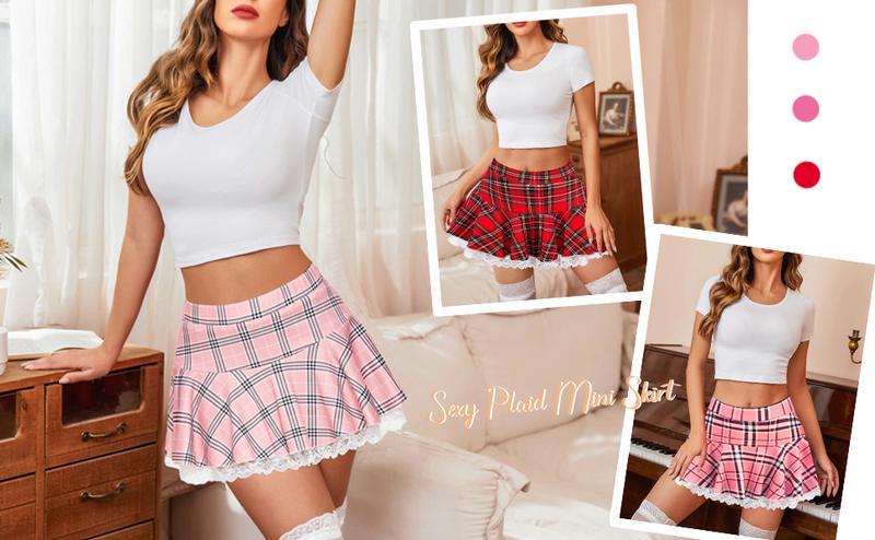 Avidlove Women Pleated Mini Skirt Elegant Lace Ruffle Solid Skirt Lingerie Short Skirts Avidlove Women Pleated Mini Skirt Elegant Lace Ruffle Solid Skirt Lingerie Short Skirts