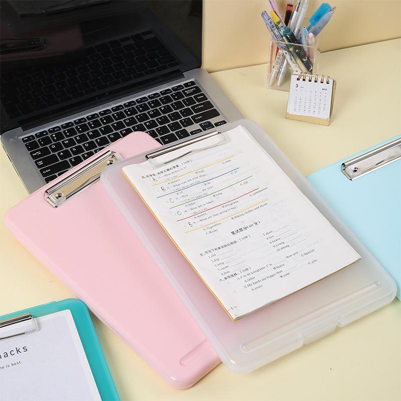 Multi-functional A4 Clipboard Folder Vertical Test Paper Storage with Pen Slot for Primary School Students File Organizer Stationery Box