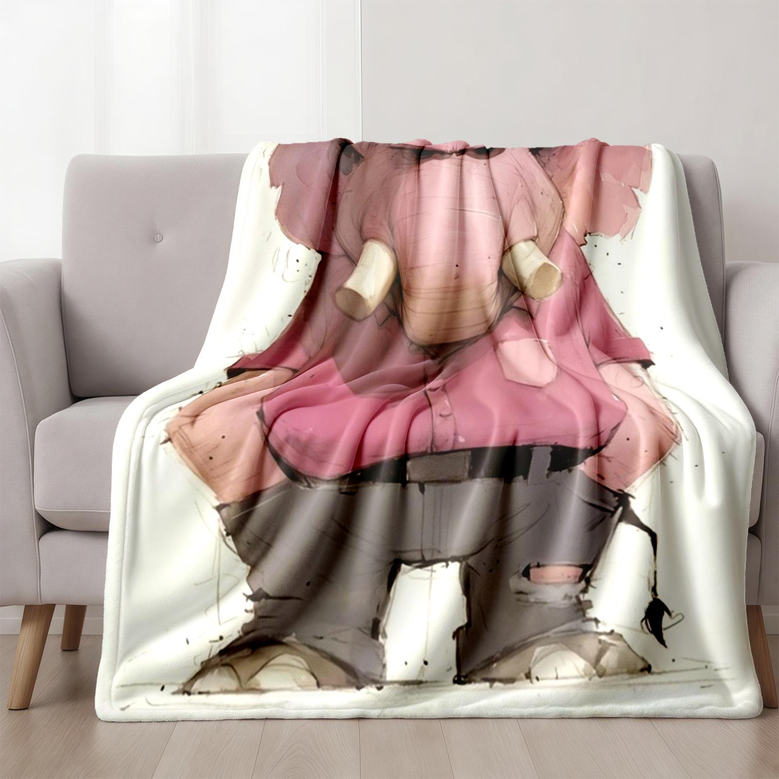 1 piece Angry Elephant Character Design and Personality Image_1013 themed flannel blanket - Modern design flannel blanket, suitable for sofas and beds, all-season use, super soft and comfortable, digital printing, 100% polyester material, machine