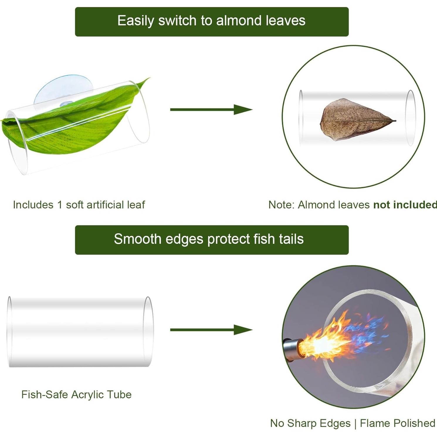 Acrylic Betta Hammock Tunnel Hideout, Clear Aquarium Tunnel Decor with Soft Faux Leaf Bed, Fish Tank Cave & Resting Spot for Bettas (S Size — 3.14” × 1.57” OD) Acrylic Betta Hammock Tunnel Hideout, Clear Aquarium Tunnel Decor with Soft Faux Leaf Bed, Fish Tank Cave & Resting Spot for Bettas (S Size — 3.14” × 1.57” OD)