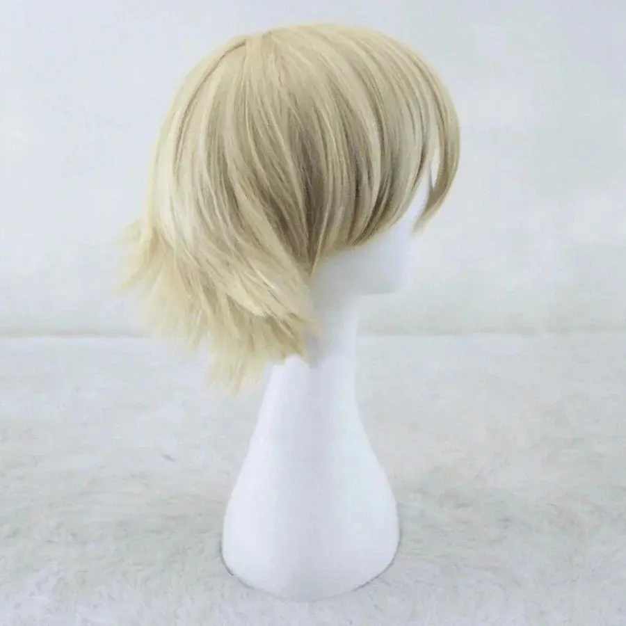 Anime Urahara Kisuke Cosplay Wig Kisuke Urahara Wigs Short Blonde Hair Heat Resistant Synthetic Men Party Wigs