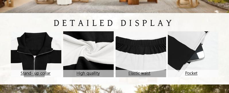 ETCYY Women's 2-Piece Lounge Set – Gamis Black & White Striped Oversized Shirt & Shorts Matching Sets Women, Fitted Suits, Casual Comfy Clothes for Travel, Workout, Streetwear, Stylish Daily Womenswear for Modern Women