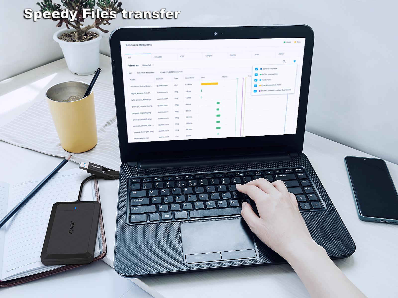 BENFEI 2.5 Inch SSD Enclosure SATA to USB-C/A Tool Free External Hard Drive Box