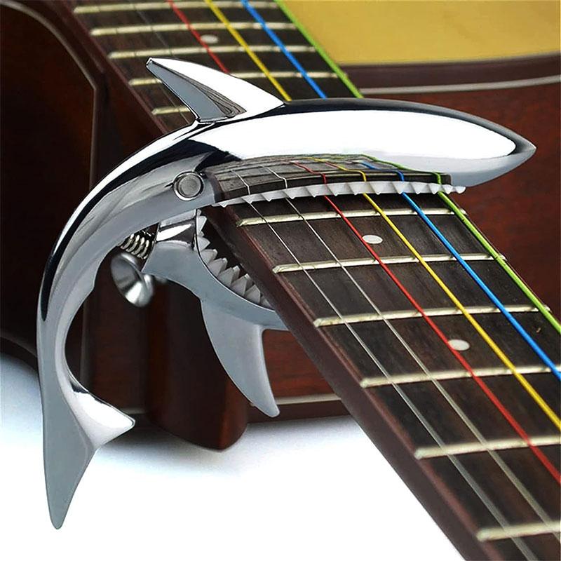 Sharks Shape Guitar Capo, Acoustic Capo, Electric Guitars Capo, Premium Zinc Alloy Guitar Accessories, Guitar Chord Presser for Ukulele Mandolin Banjo Bass