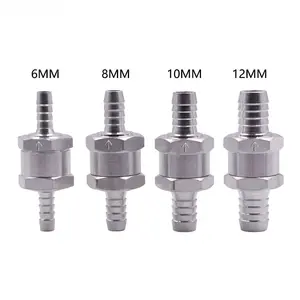 4PCS Car 1/4" 6mm 8mm 10mm  12mm Non Return One Way Check Valve, Aluminum Alloy Vehicle Fuel Line Check Valve, Fuel Hose Control Accessories for Petrol Diesel Line Oil, Universal for Vehicles