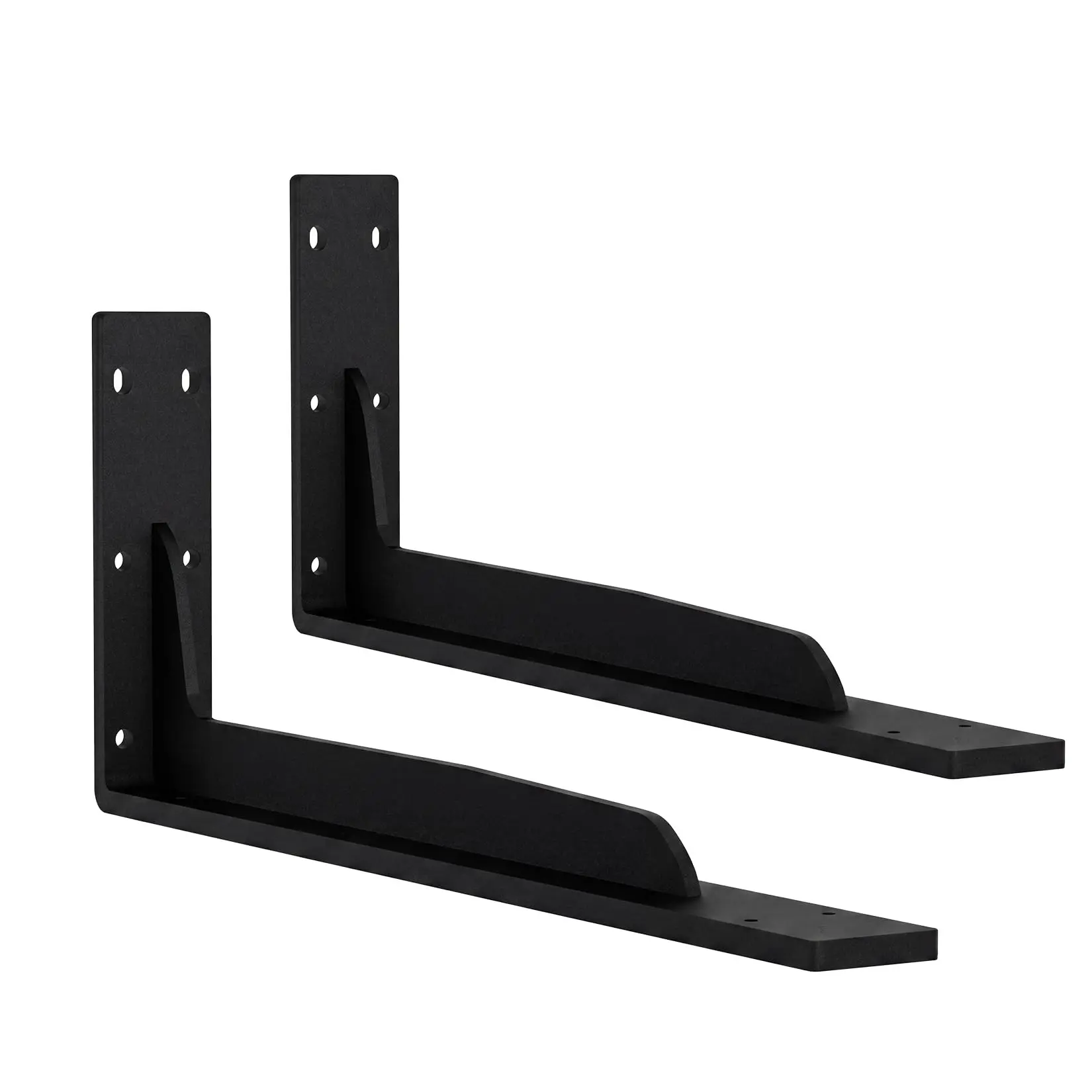 Heavy Duty L Shelf Brackets in Matte Black Stainless Steel, Available in 19.3in and 9.4in Sizes with 4.2mm Thickness, Ideal for Floating Wood Shelves in Kitchen and Bedroom Storage