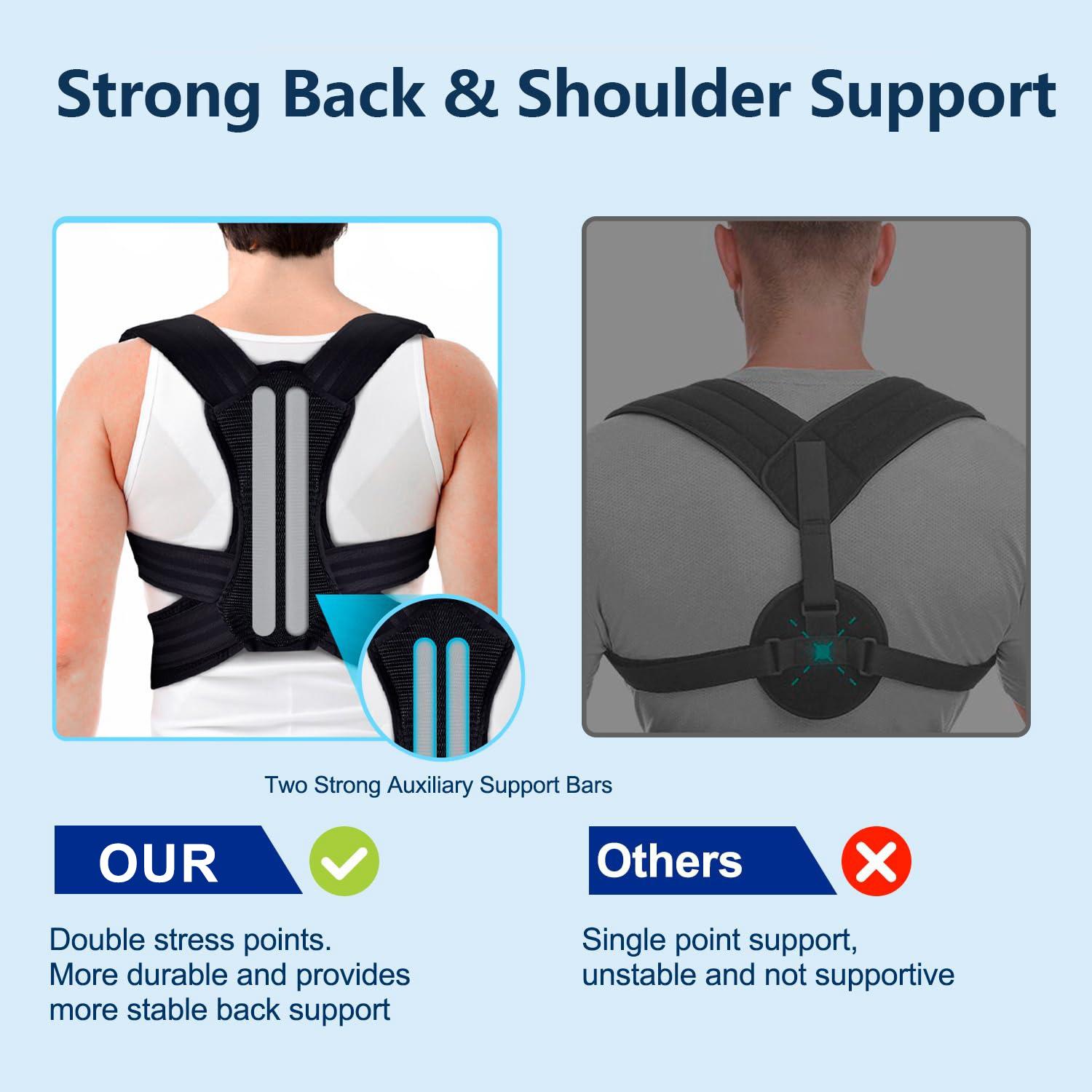 Professional Posture Corrector for Women and Men - Back Brace, Posture Strap to Stop Slouching, Adjustable Back Straightener, Adjustable Full Back Support, Improve Spine Alignment & Stand Taller