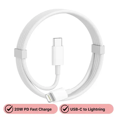 20W PD Fast Charger Cable, USB-C to Lightning for iPhone 14-8 Plus/iPad/PC Sync, Type C Charging, Fast Charging Cables