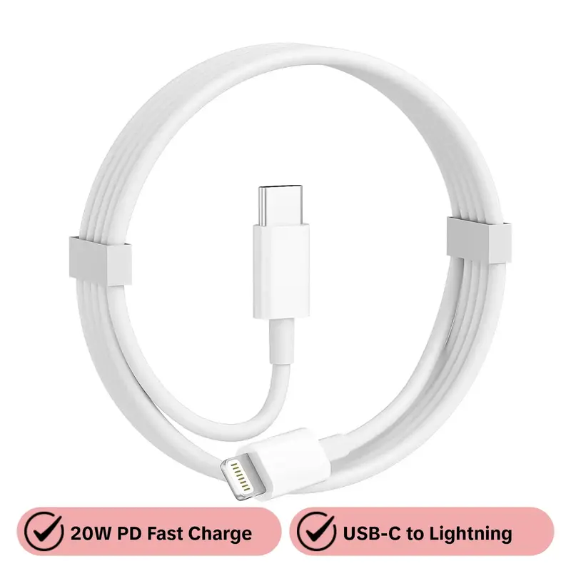 20W PD Fast Charger Cable, USB-C to Lightning for iPhone 14-8 Plus/iPad/PC Sync, Type C Charging, Fast Charging Cables