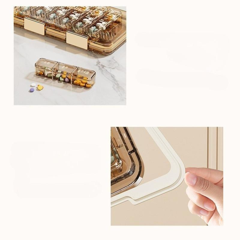 Portable Covered Medicine Box, Transparent Plastic, Easy to Carry and Separate, Clear Visibility, Ideal for Daily Use and Travel