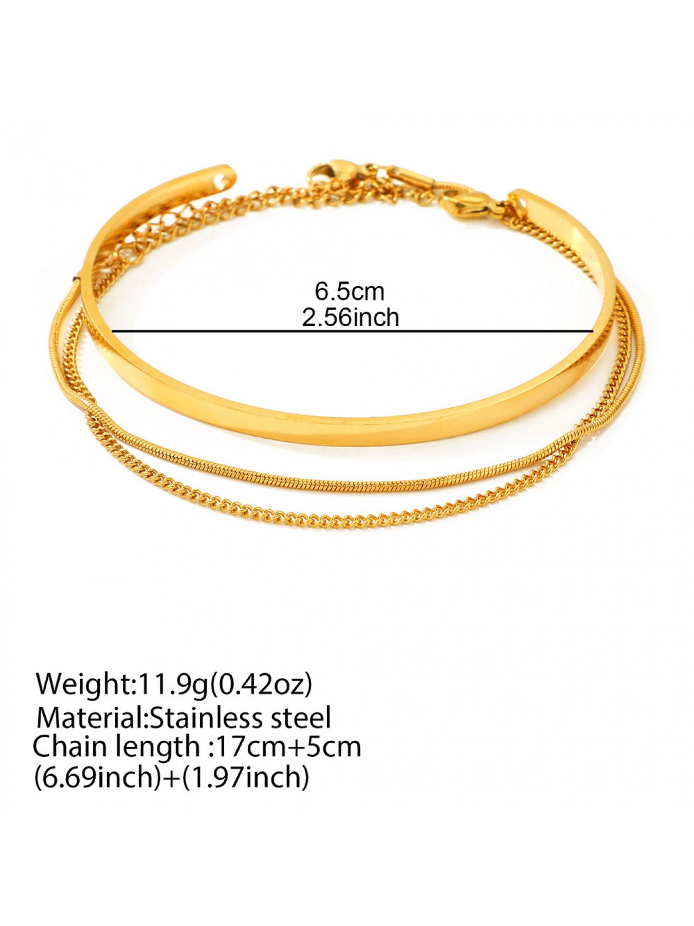 New style fashionable stackable cuff stainless steel bracelet - 3-piece layered bracelet snake-shaped box chain Cuban chain bracelet set