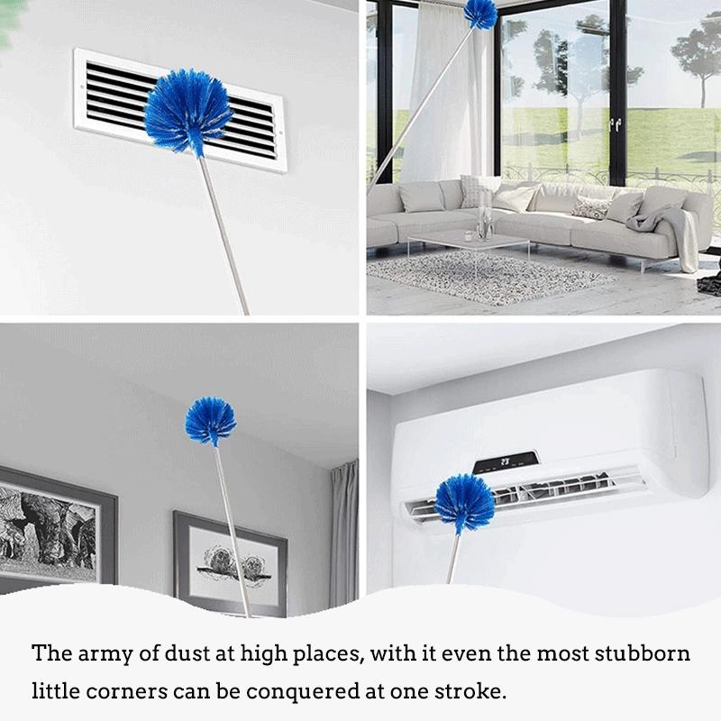 Cobweb Duster with Extension Pole, Washable Cleaning Duster Kit with 2 Heads, Telescoping Pole for Ceiling Fan, Corner Brush Included