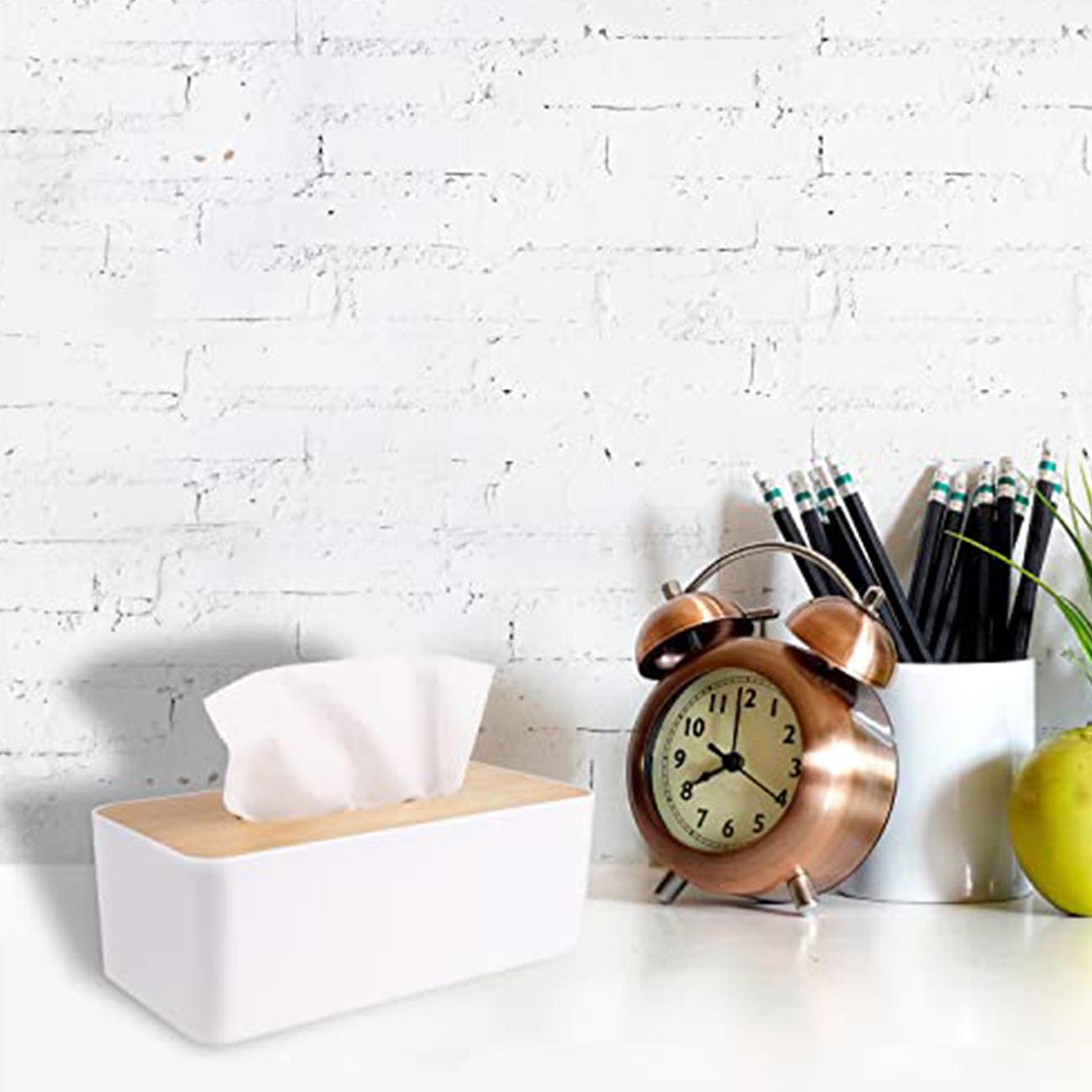 Rectangular covered tissue paper boxes, bamboo-covered tissue paper boxes, square bathroom decorative tissue paper boxes, napkin paper boxes, tissue paper boxes for home, car, home, office and bathroom use, Tissue Holder, Tissue Dispenser