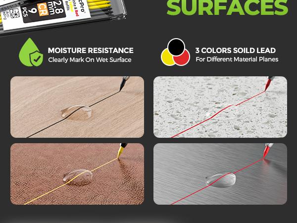 Nicpro 4 Pack CP3000 Carpenter Pencil with Sharpener, Mechanical Pencils Set with 76 Refills, Heavy Duty Construction Pencil, Carpenter Tools for Architect Marking (Red, Black, Yellow, Green)