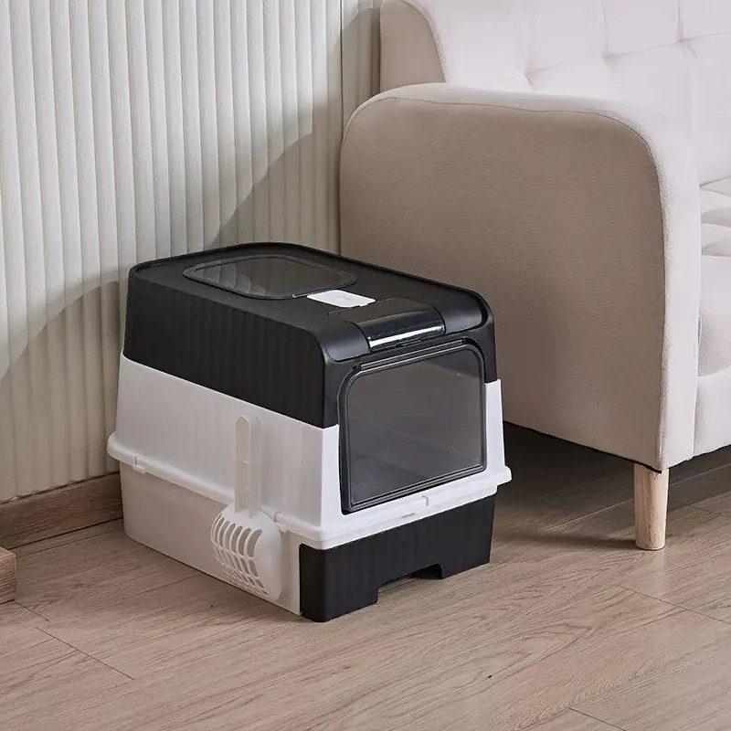 Oversized Cat Litter Box with Enclosure, Anti-Odor & Easy Clean Kitty Potty, Spacious Pet Litter Tray for All Breeds