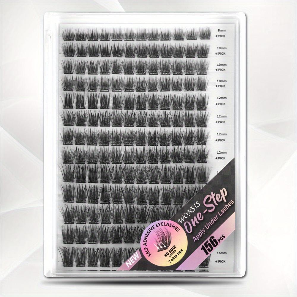 156/157pcs Self-Adhesive False Eyelashes Set, Glueless Lashes, Natural Thick Clusters, Glue-Free, Various Sizes, C/d Curl, Cat Eye Style, Quick Makeup Application