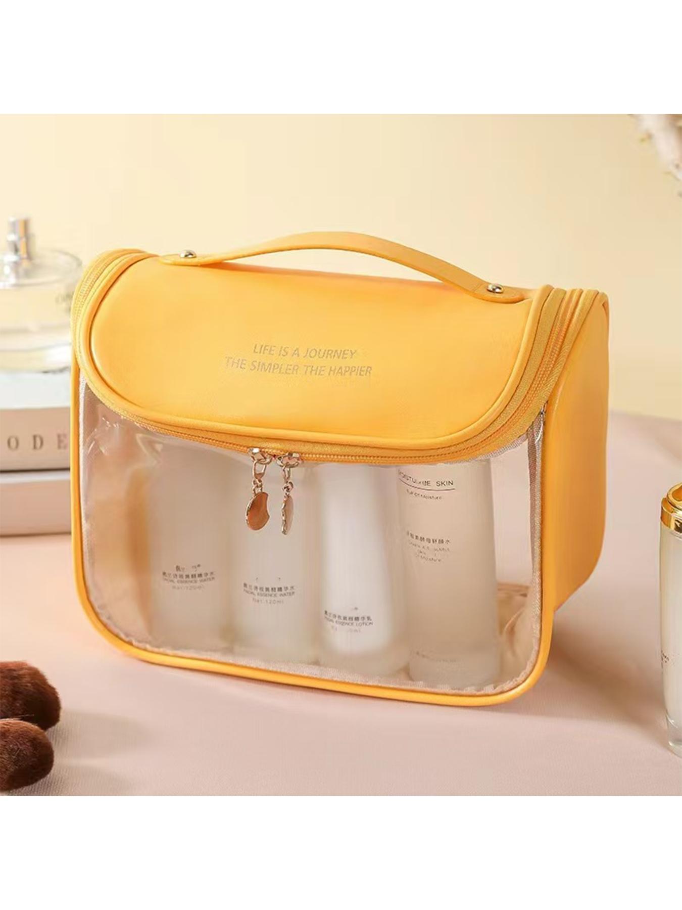 Portable Multi-Functional Transparent Makeup Bag, Travel Organizer, Daily Use, Waterproof Cube Design, Large Capacity Storage Bag