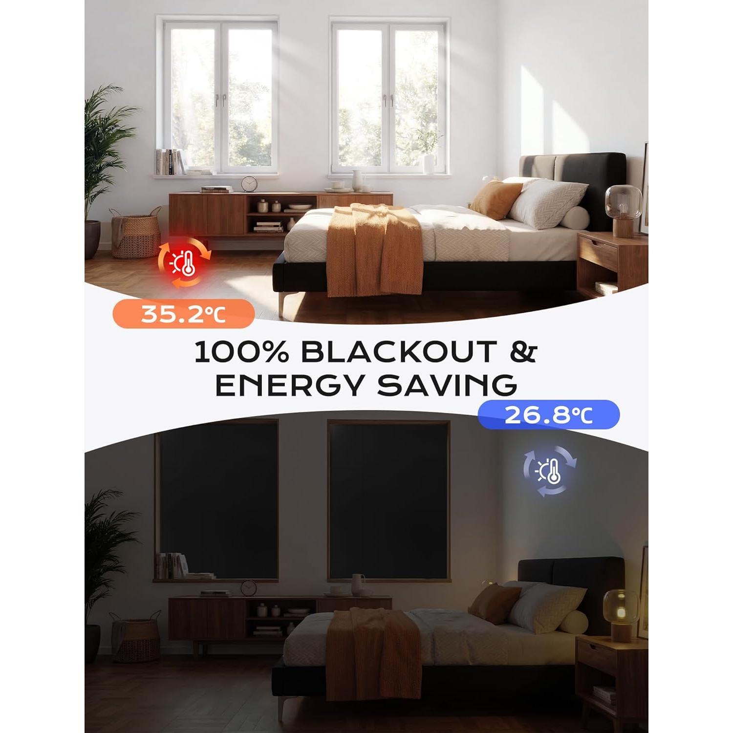 Blackout Window Cover for Bedroom, Portable Temporary No Drill Blackout Curtains, Removable Window Blinds for , RV, Media Room, 420D Oxford Fabric, 39x57 Inch, Black