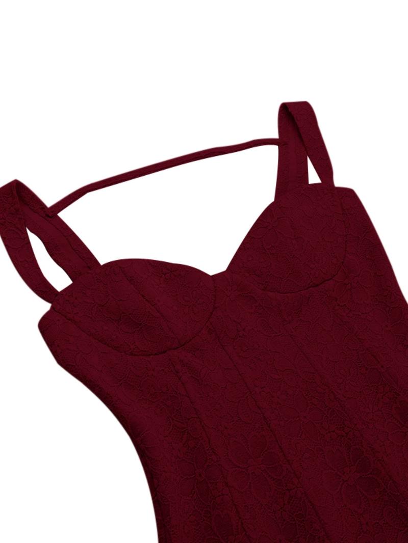 Women's Floral Lace  Strappy Corset Structure Dress, Elegant Sleeveless Short Dress for Party Club Dating Wear, Ladies Summer Clothes