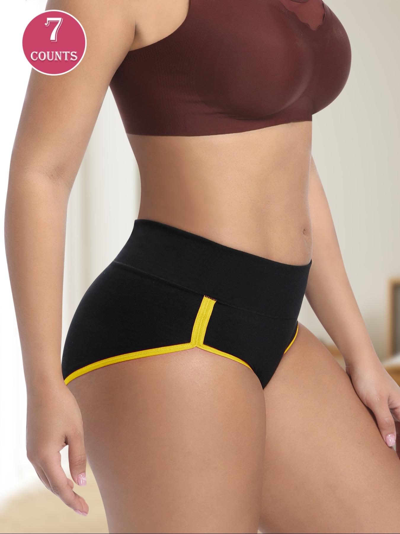 Women's Butterfly & Letter Print Contrast Binding Panty, Soft Comfy Breathable High Waist Knicker for Daily Wear, Underwear for All Seasons