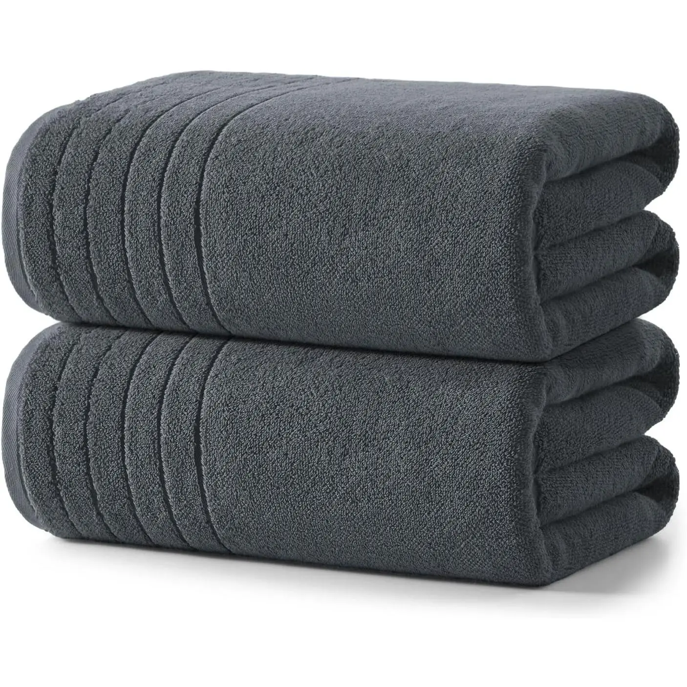 2 Pack Extra Large 35x70 Inch Cotton Bath Towels, Gray | 100% thick cotton, ultra soft & absorbent, quick dry gray towels for bathroom, gym, spa, pool, hotel