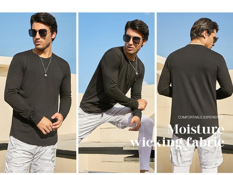 JMIERR Mens 3 Pack Cotton Hipster Hip Hop Longline Crewneck Sport T-Shirt, Menswear Casual Top for Outdoor Daily Wear