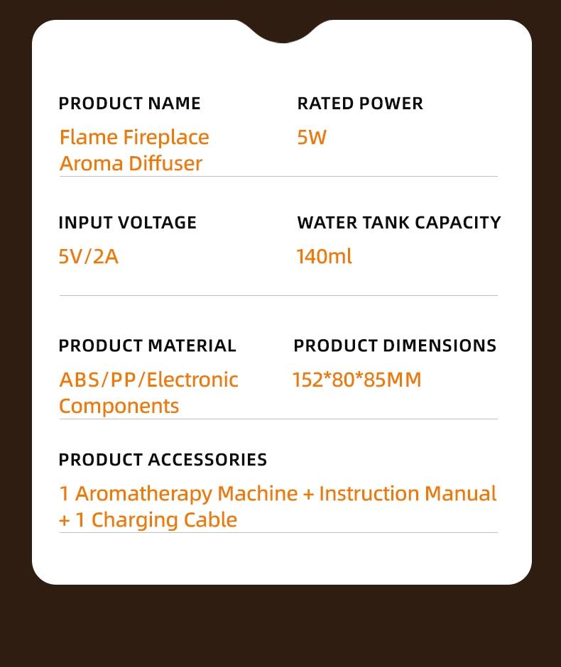 Fireplace Scent Diffuser Humidifier, Aromatherapy Humidifier, Flame Atmosphere Light, Waterless Power Protection, Fine Mist & Coarse Mist Output, Quiet Operation