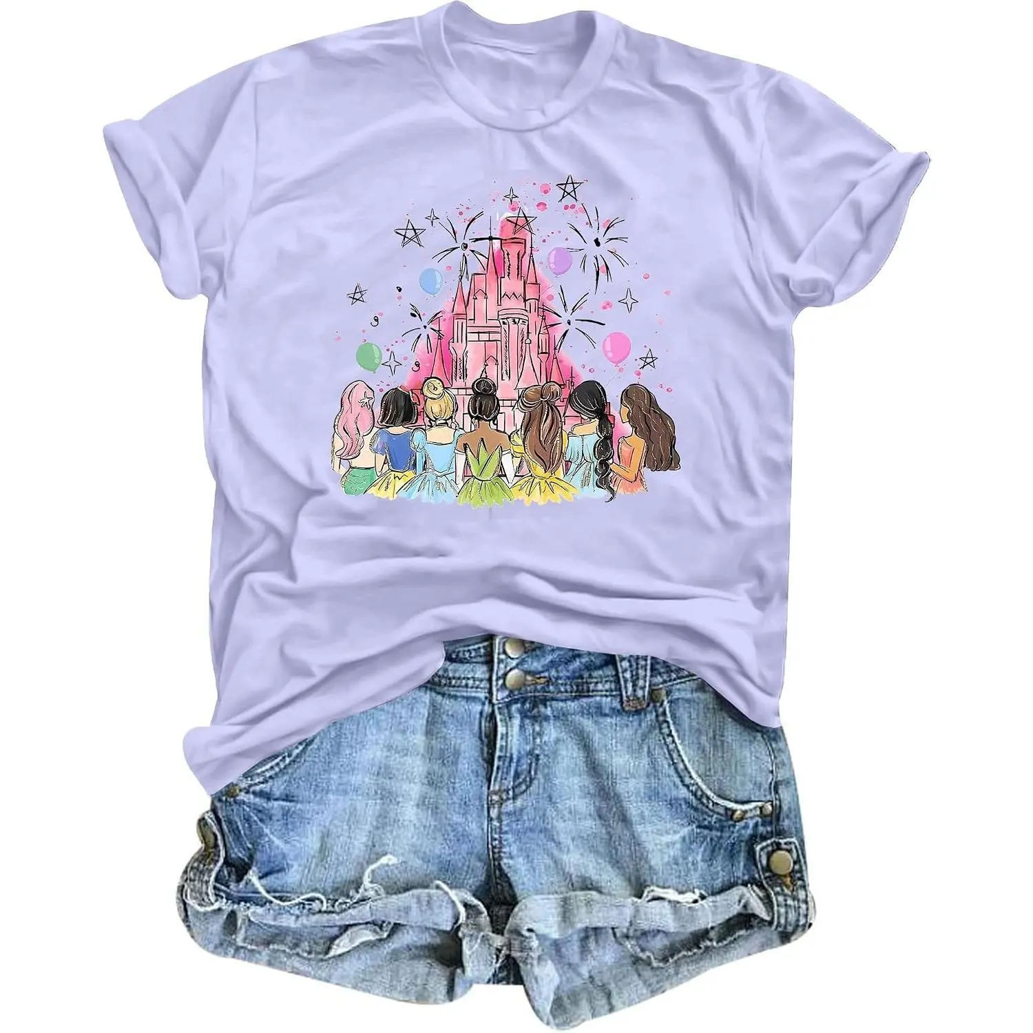Women's Magical Princess T-Shirt, Magic Kingdom Clothes, Funny Family Vacation Casual Holiday Top