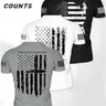 Men's 3-Piece Fitness Sportswear Set, American Flag Cross 1776 Pattern Running Top, Breathable Short Sleeve T-Shirt for Gym and Outdoor Activities, Fitness Clothing