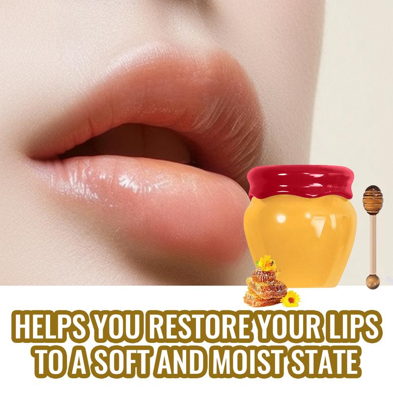 [Jungshea New Arrival] 2 Pcs Honey Pot Lip Mask, Honey Jar Design Comfort Moisturizing Lip Mask, Honey Lip Mask, Sleep Overnight Lip Mask for Lip Care, Hydrating Lip Mask, Lip Care Skincare Gifts