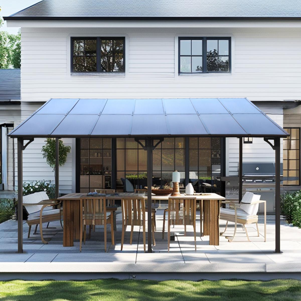 10' x 14' Outdoor Pergola Gazebo,Wall-Mounted Lean to Metal Awning Gazebo with Roof,Large Heavy Duty for Patio,Decks,Backyard 10' x 14' Outdoor Pergola Gazebo,Wall-Mounted Lean to Metal Awning Gazebo with Roof,Large Heavy Duty for Patio,Decks,Backyard