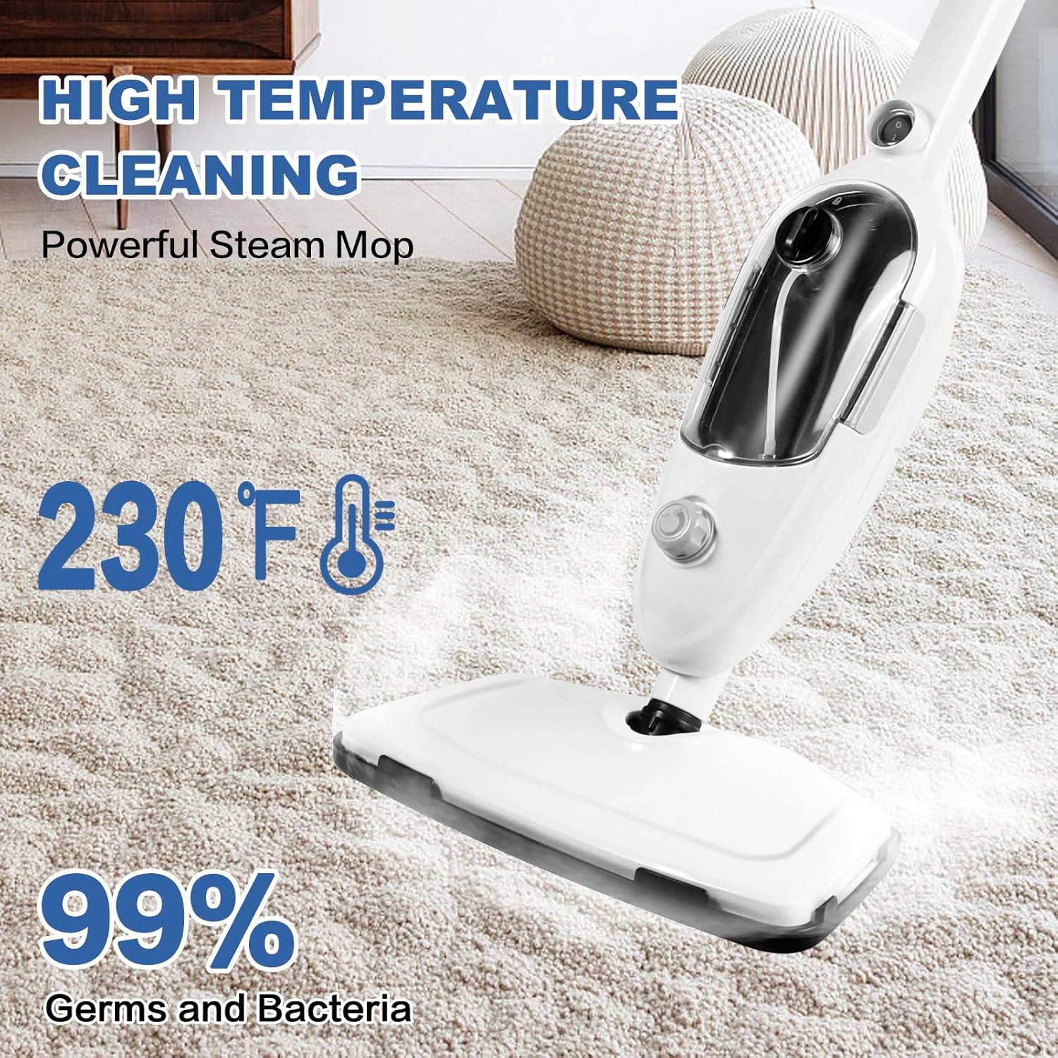 Steam Mop Cleaner 10-in-1 with Convenient Detachable Handheld Unit, Laminate/Hardwood/Tiles/Carpet Kitchen - Garment - Clothes - Friendly Steamer Whole House Multipurpose Use Steam Mop Cleaner 10-in-1 with Convenient Detachable Handheld Unit, Laminate/Hardwood/Tiles/Carpet Kitchen - Garment - Clothes - Friendly Steamer Whole House Multipurpose Use
