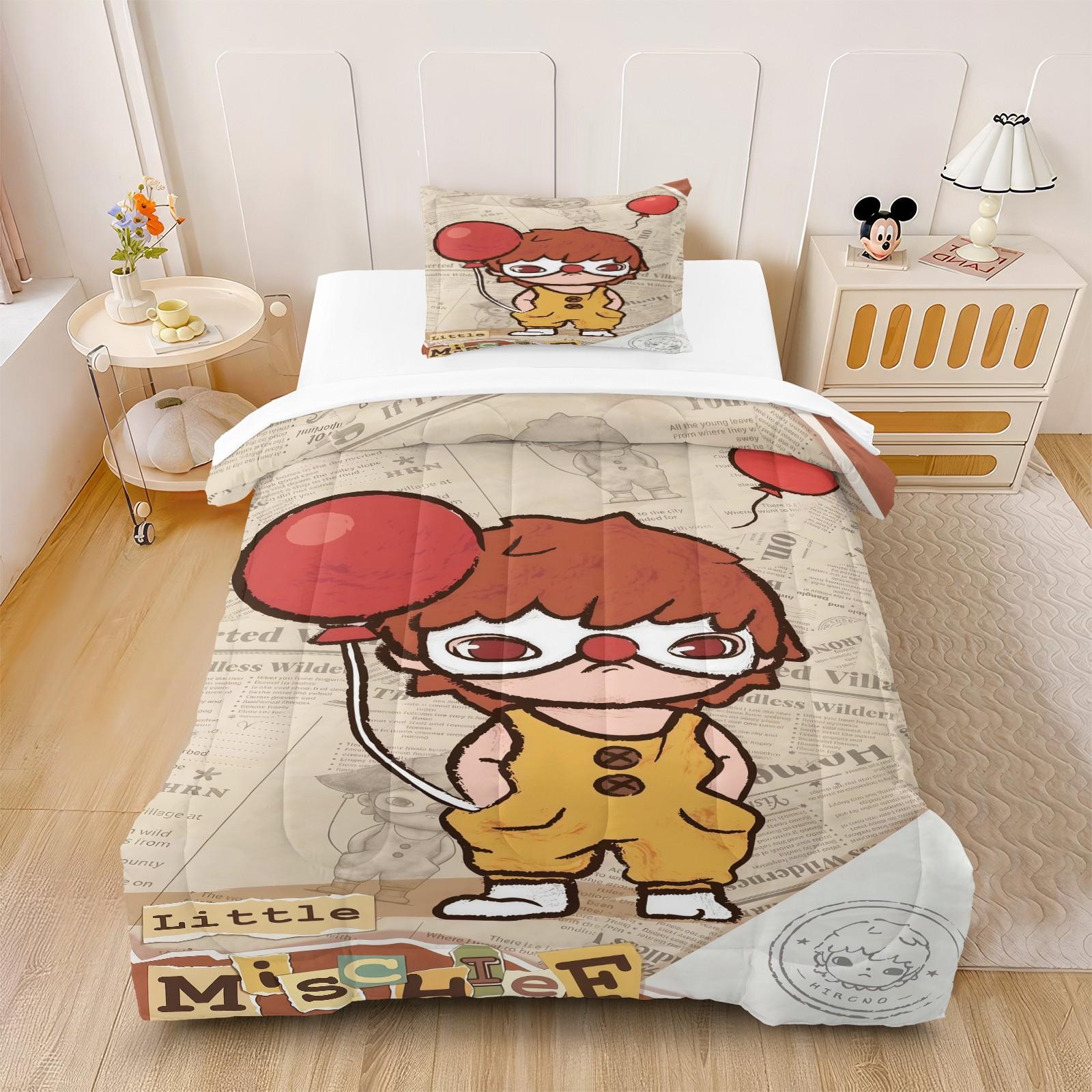 Hirono Pattern Soft Bedding Set, Includes 1 Blanket and 1 or 2 Pillowcases Without Pillows, Perfect Gift Option, Bedroom Bedding Set