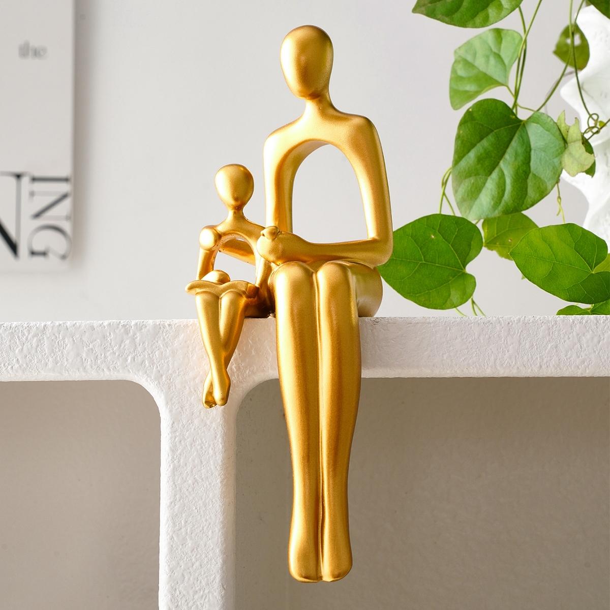 1 Piece Abstract Sculpture, Sitting Couple Sculpture, Modern Resin Figurine For Home Office Decoration